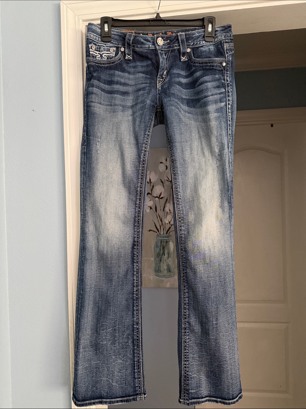 Rock Revival Blue Embroidered Back Pocket Bootcut Jeans